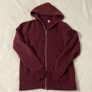 Divided Full Zip Hoodie in Maroon